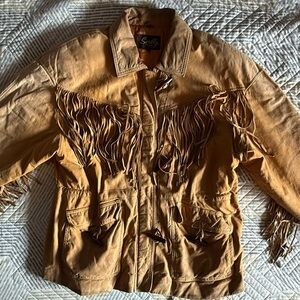 Scully Western Fringe Leather Jacket Tan 14